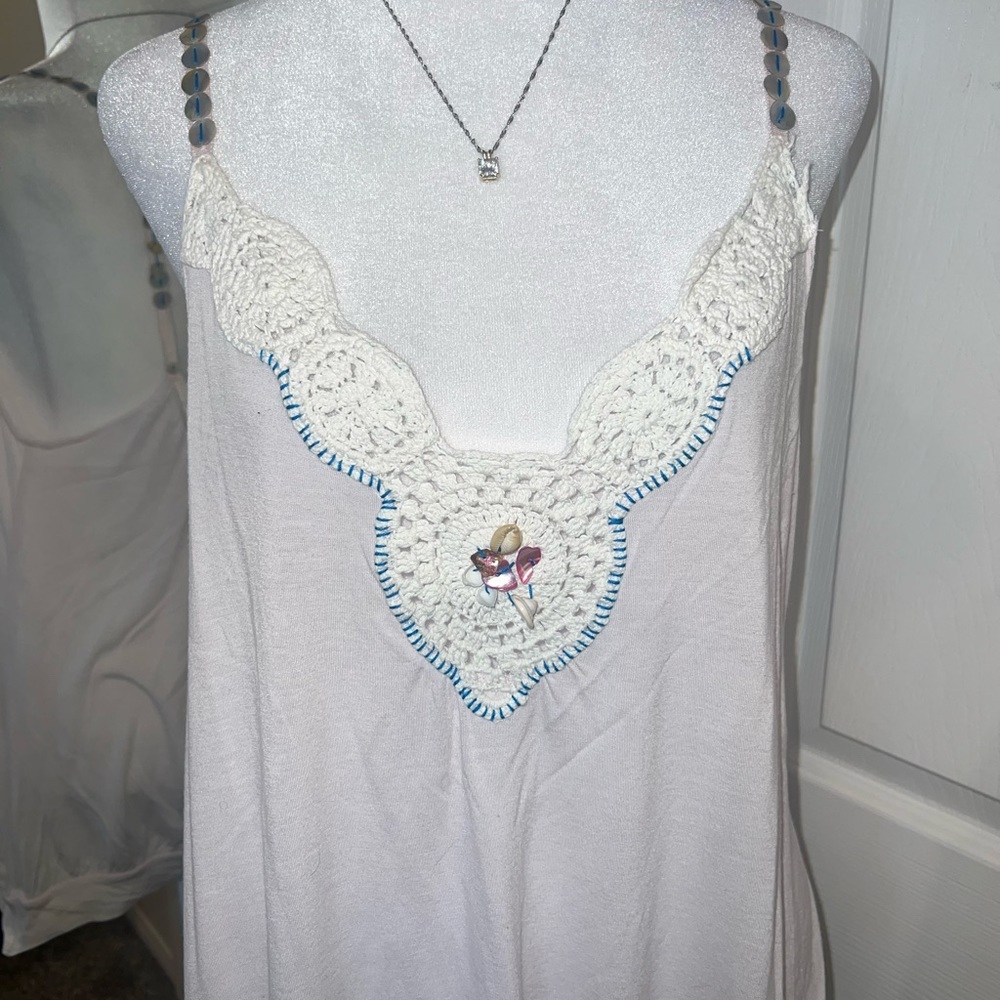 Vintage Free People Crochet Shell Camisole Size M - Picture 2 of 12